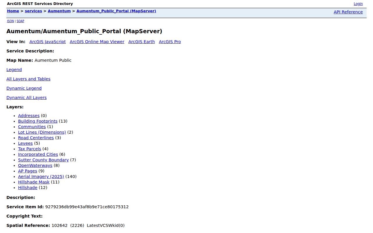 Yuba City street directory Sutter County public GIS layer catalog